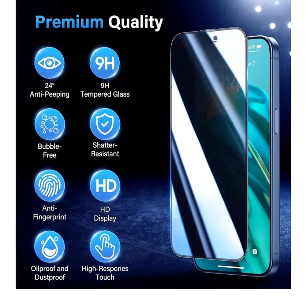 BAZO Compatible for iPhone 15 Pro Max Privacy Screen Protector, 2 Pack